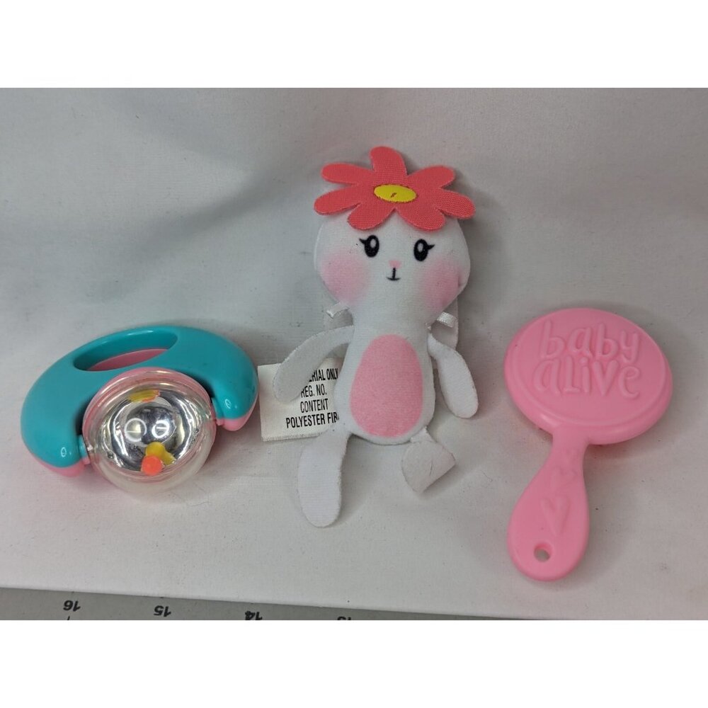 Baby Alive Doll Pink Brush Rabbit‎ Rattle Toy Lot Pretend Play